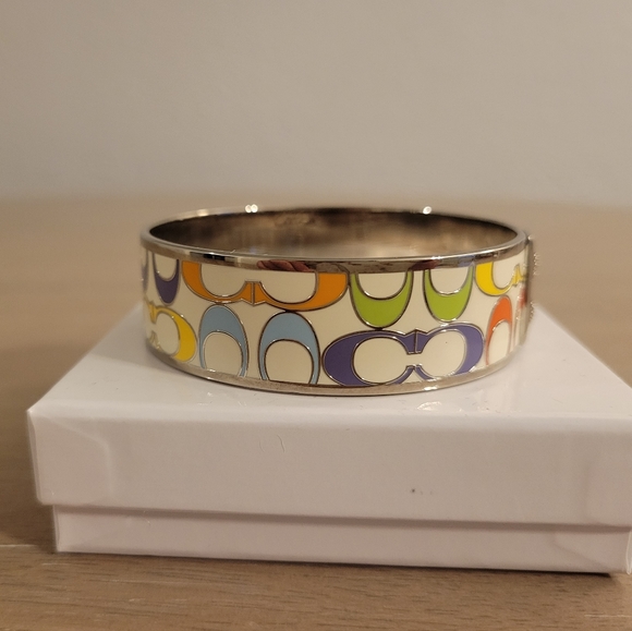 Coach Multicolor Enamel Wide Bangle Bracelet - Picture 4 of 9